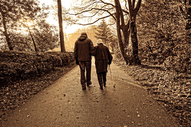 people-couple-elderly-walking